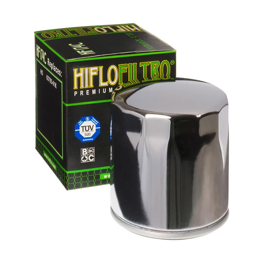 Hiflofiltro Oil Filter - HF174C Chrome